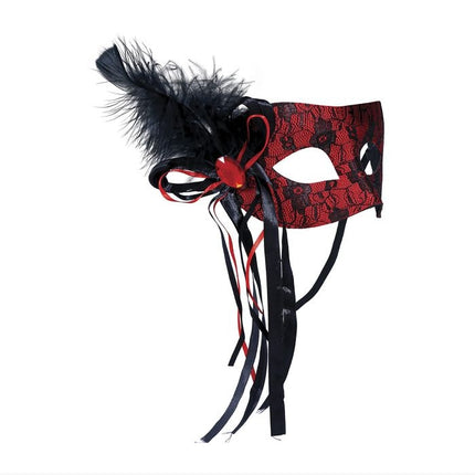 Máscara Ojos Negro Rojo Pluma
