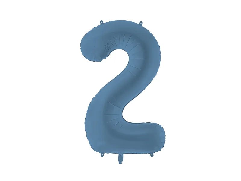 2 Jaar Cijfer Ballon Blauw Mat Leeg 86cm van Partydeco koop je bij Partywinkel