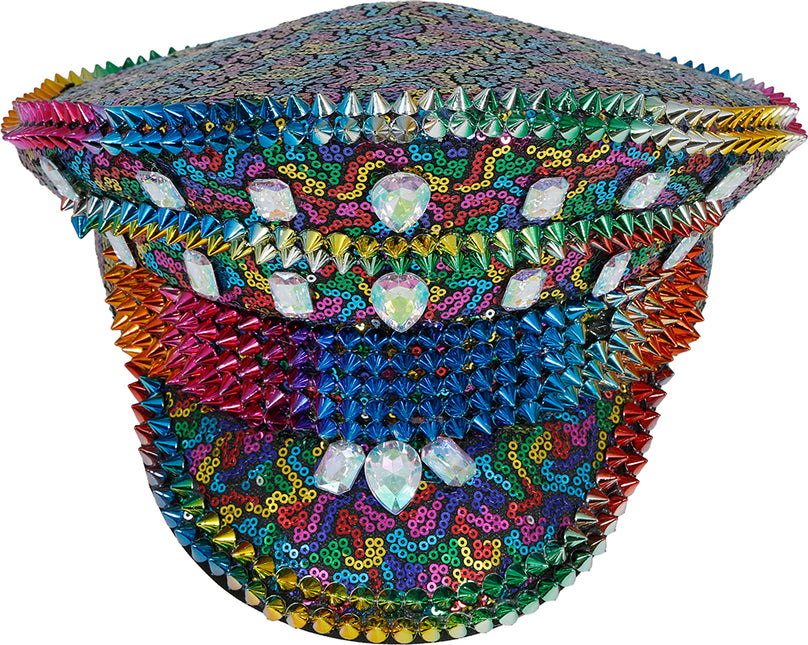 Gorro de policía multicolor con tachuelas, adulto