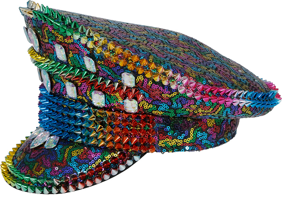 Gorro de policía multicolor con tachuelas, adulto