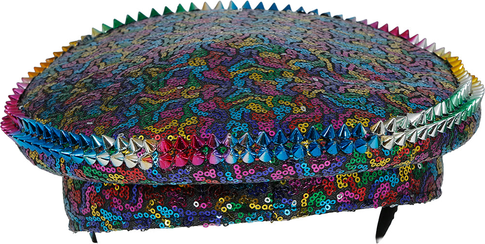 Gorro de policía multicolor con tachuelas, adulto