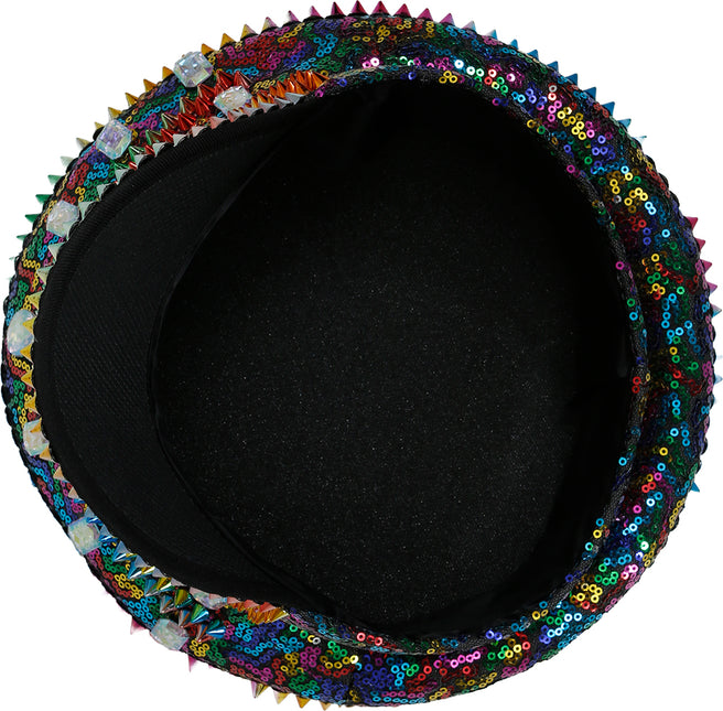Gorro de policía multicolor con tachuelas, adulto