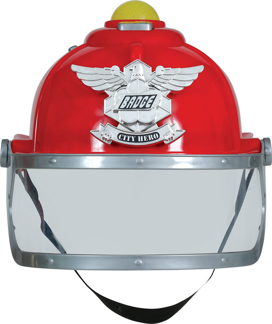 Casco de bombero con sirena y luz, adulto
