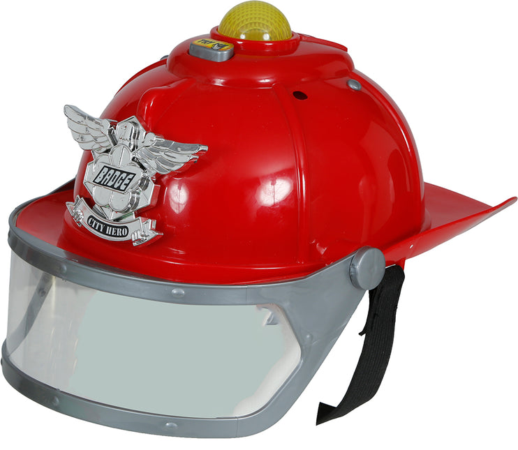 Casco de bombero con sirena y luz, adulto