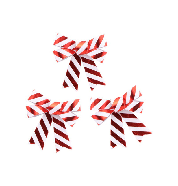 Lazo Rojo Blanco Rayas 11cm 3pcs