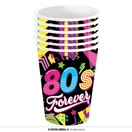 Vasos Neón 80S 240ml 6uds.