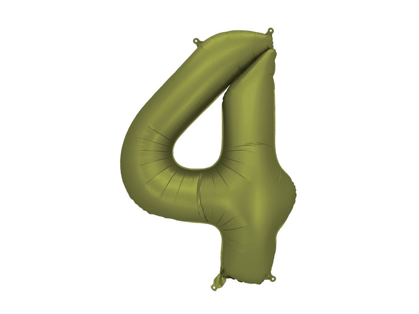 4 Jaar Cijfer Ballon Groen Leeg 86cm van Partydeco koop je bij Partywinkel