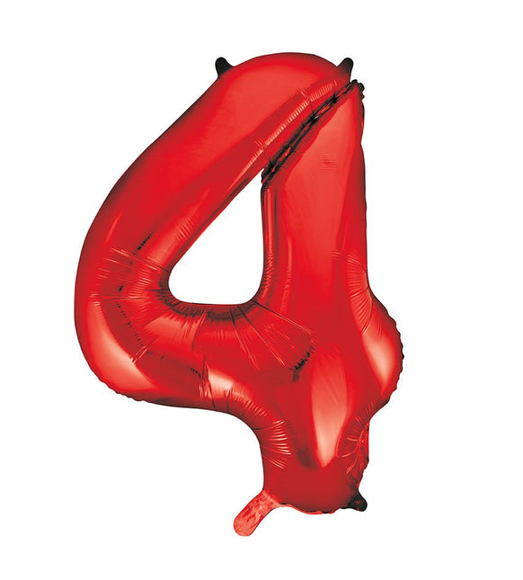 4 Jaar Cijfer Ballon Rood Leeg 86cm van Unique koop je bij Partywinkel