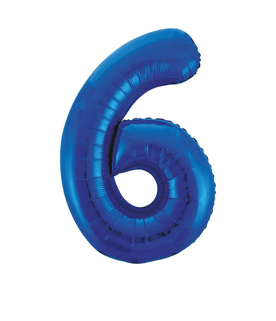 6 Jaar Cijfer Ballon Blauw Leeg 86cm van Unique koop je bij Partywinkel