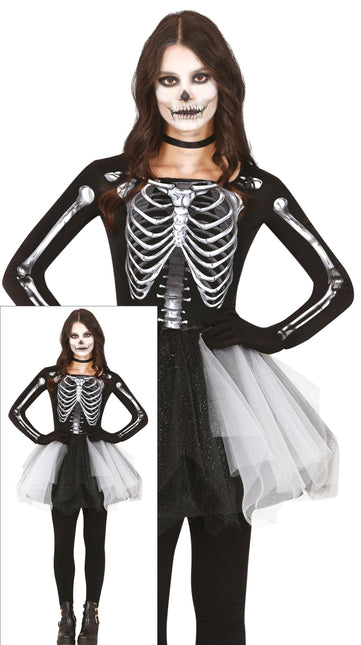 Esqueleto Vestido Halloween Señoras Negro