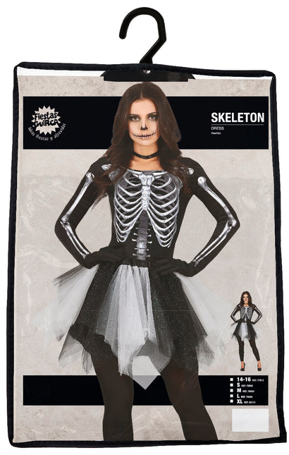 Esqueleto Vestido Halloween Señoras Negro
