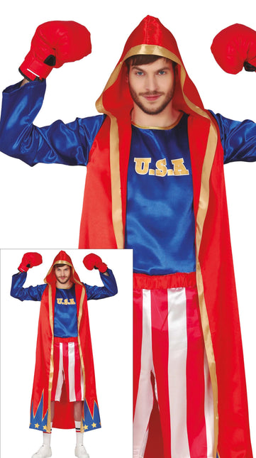 Disfraz de Boxeador Rojo Azul