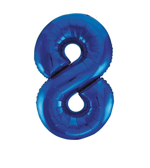 8 Jaar Cijfer Ballon Blauw Leeg 86cm van Unique koop je bij Partywinkel