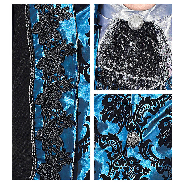 Disfraz de Halloween Vampiro Negro Azul Hombre