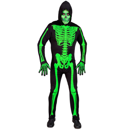 Disfraz de Halloween Negro Verde Hombre Esqueleto 2 piezas