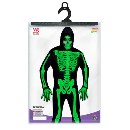 Disfraz de Halloween Negro Verde Hombre Esqueleto 2 piezas