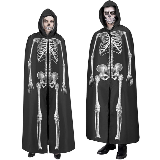 Capa Halloween Blanco Negro Esqueleto 1,5m