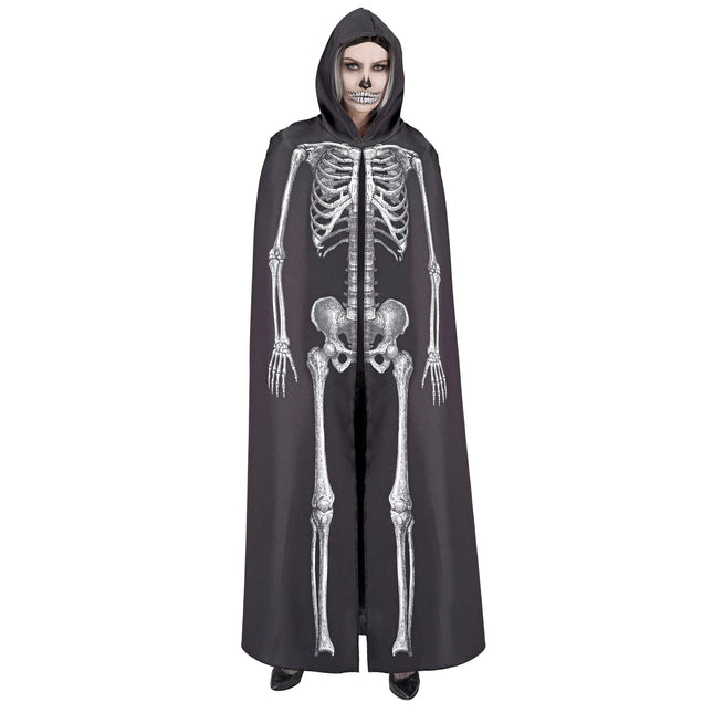 Capa Halloween Blanco Negro Esqueleto 1,5m