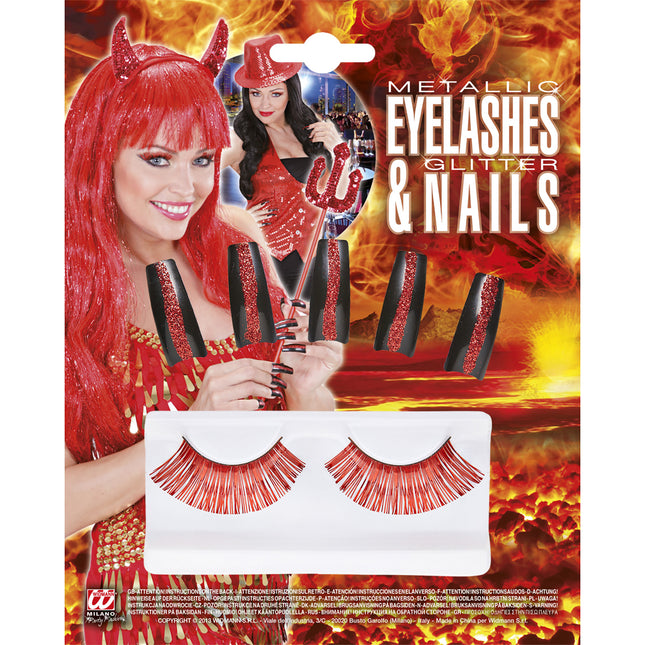 Set Accesorio Rojo Pestañas Y Uñas
