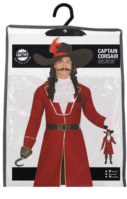Disfraz de Pirata Rojo Burdeos Hombre Largo