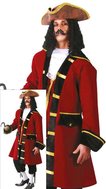 Traje pirata Rojo Burdeos Hombre