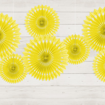 Abanicos de Papel Amarillos 20cm 3pcs