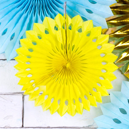 Abanicos de Papel Amarillos 20cm 3pcs