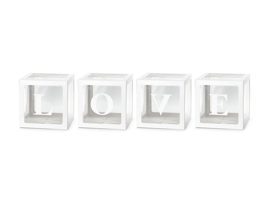 Witte Ballon Boxen Love 30cm 4st van Partydeco koop je bij Partywinkel
