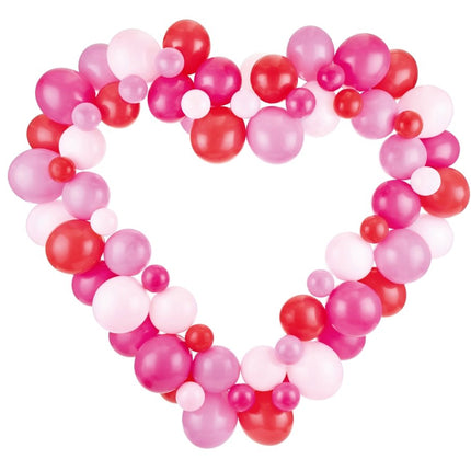 Hart Ballonnen Set Roze 1,65m van Partydeco koop je bij Partywinkel
