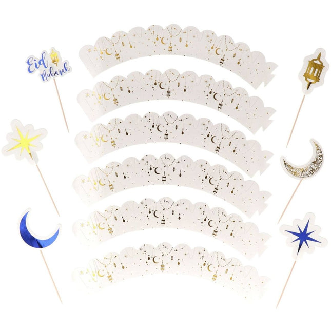 Eid Mubarak Cupcake Toppers 8,5cm 12st van Folat koop je bij Partywinkel
