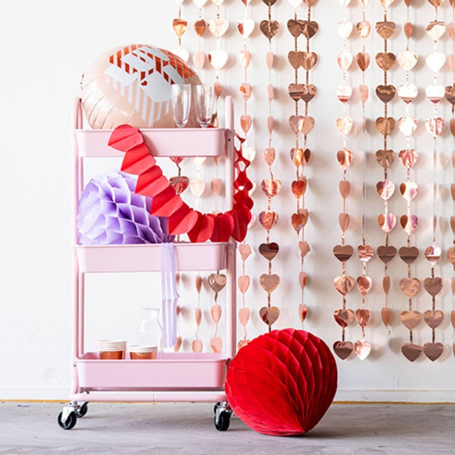 Hartjes Deurgordijn Rose Goud 2m van Folat koop je bij Partywinkel