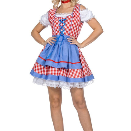 Rood Wit Blauwe Dirndl Jurk Oktoberfest Dames Geblokt 2 delig van Wilbers & Wilbers koop je bij Partywinkel