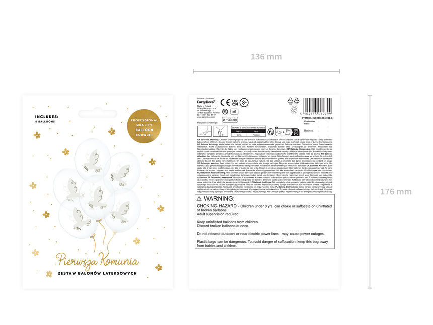 Globos Palomas 30cm 6pcs