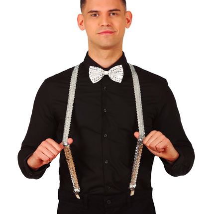 Tirantes Plata Lentejuelas Hombre 72cm