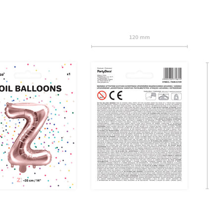 Globo Letra Z Oro Rosa Vacío 35cm