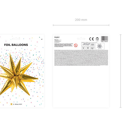 Globo de Helio Estrella 3D Oro Vacío 95cm