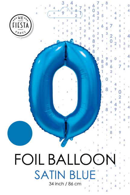 Globo Número Azul 0 Año Brillo 86cm