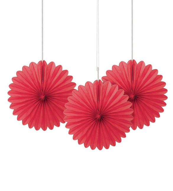 Abanicos de Papel Rojo 15cm 3pcs