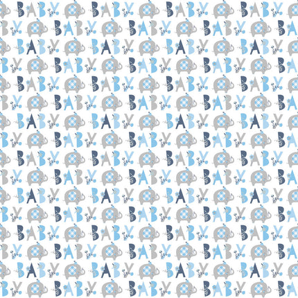 Papel de regalo bebé elefante azul 1,52 m