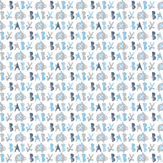 Papel de regalo bebé elefante azul 1,52 m