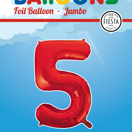 Globo Foil Figura 5 Rojo XL 86cm vacío