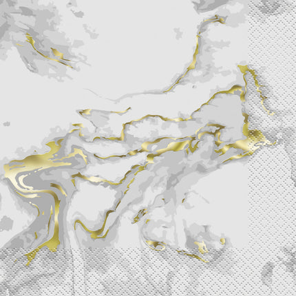 Servilletas Mármol Oro 33cm 20pcs