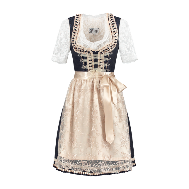 Blanco Azul Vestido Dirndl Oktoberfest Señoras 2 Piezas