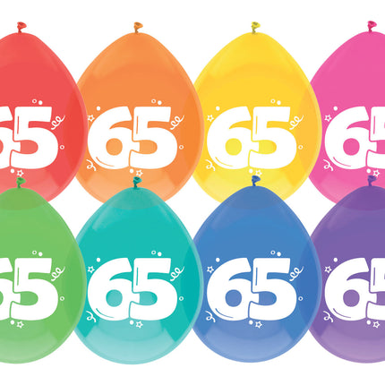 Globos 65 Años Coloreados 30cm 8pcs
