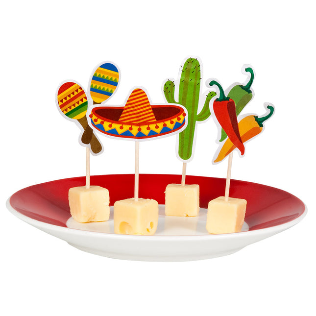Palillo Cóctel Fiesta Mexicana 9cm 12pcs