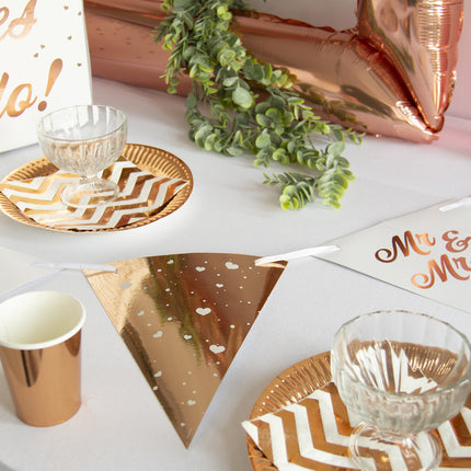 Vasos Oro Rosa Cartón Metalizado 250ml 8uds.