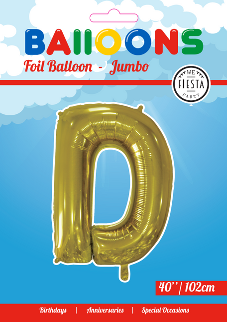 Globo Letra D Oro XL 102cm vacío