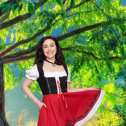 Oktoberfest Vestido Dirndl Oktoberfest Negro Rojo Señoras