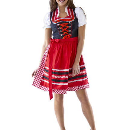 Rojo Blanco Dirndl Vestido Oktoberfest Damas Cuadros
