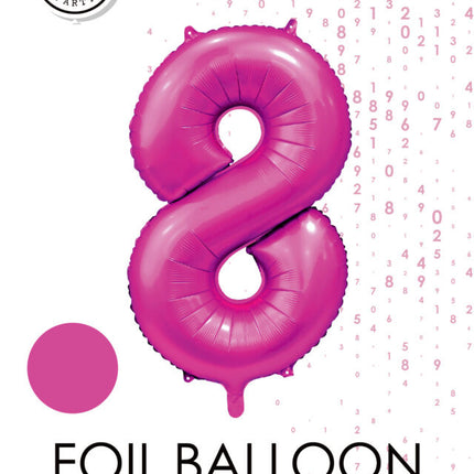 Globo Figura Fucsia 8 Años Brillo 86cm